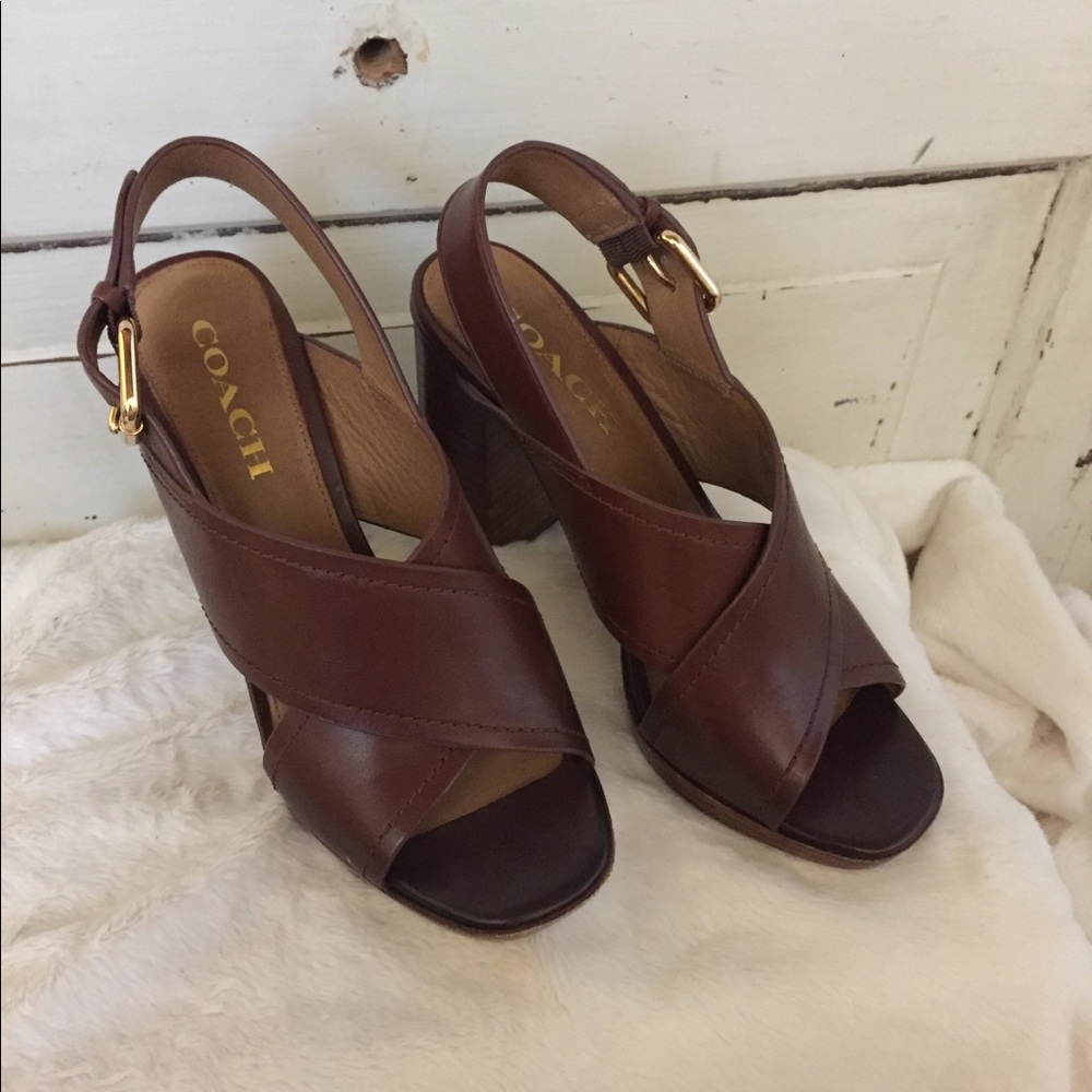 Coach Bristol Brown Leather Heel